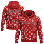 Custom  Red White-Black Christmas Snowflakes Pullover Sweatshirt Hoodie