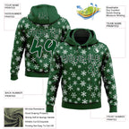 Custom  Green White-Black Christmas Snowflakes Pullover Sweatshirt Hoodie
