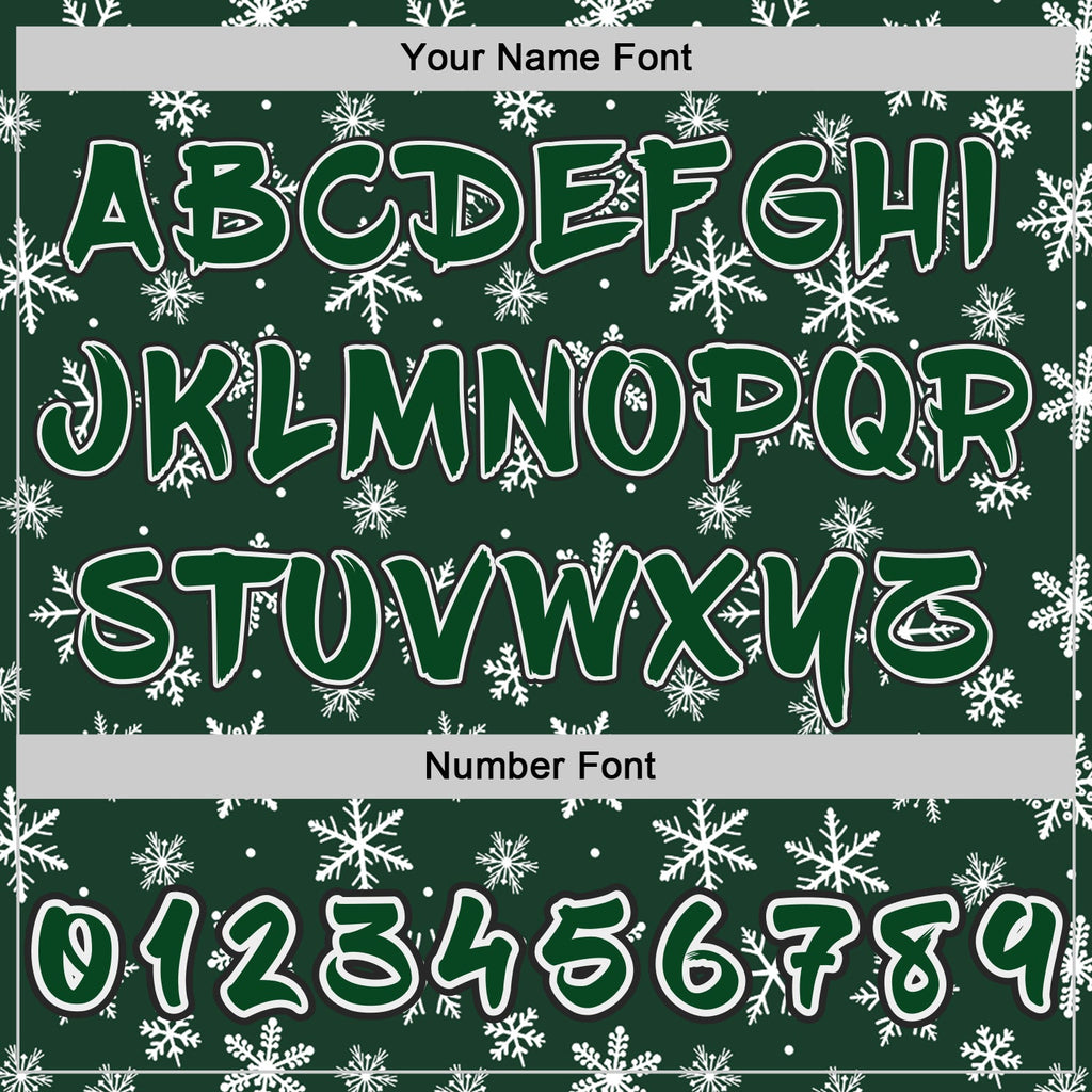 Custom  Green White-Black Christmas Snowflakes Pullover Sweatshirt Hoodie