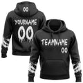 Custom Black-White Dripping Font Brush Stroke Splatter Sleeve Stripes Pullover Sweatshirt Hoodie