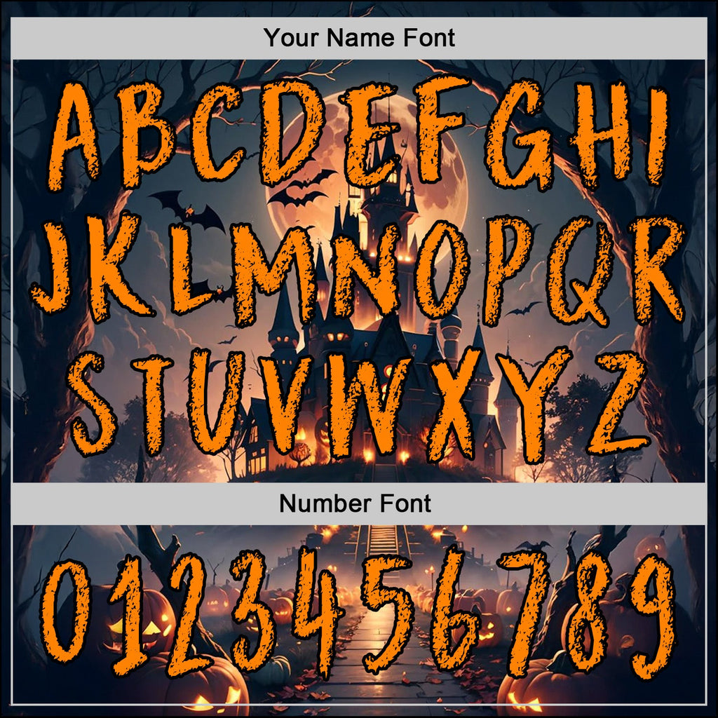 Custom Blue Bay Orange-Black 3D Halloween Pumpkin Spooky Sports Pullover Sweatshirt Hoodie