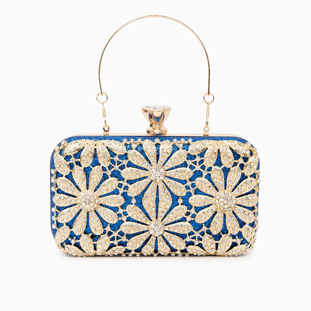 Vioraia Flower Rhinestones Clutch Bag