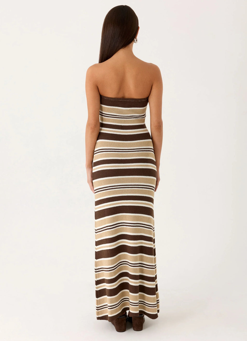 Antonie Knit Maxi Dress - Chocolate Olive Stripe