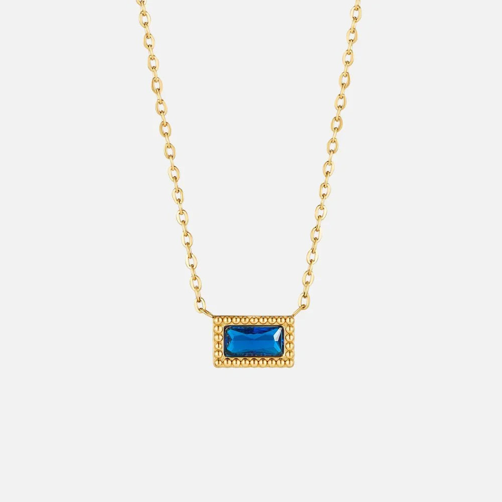 Vioraia Baguette Birthstone Necklace