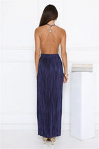 After Dark Love Plisse Maxi Dress Navy
