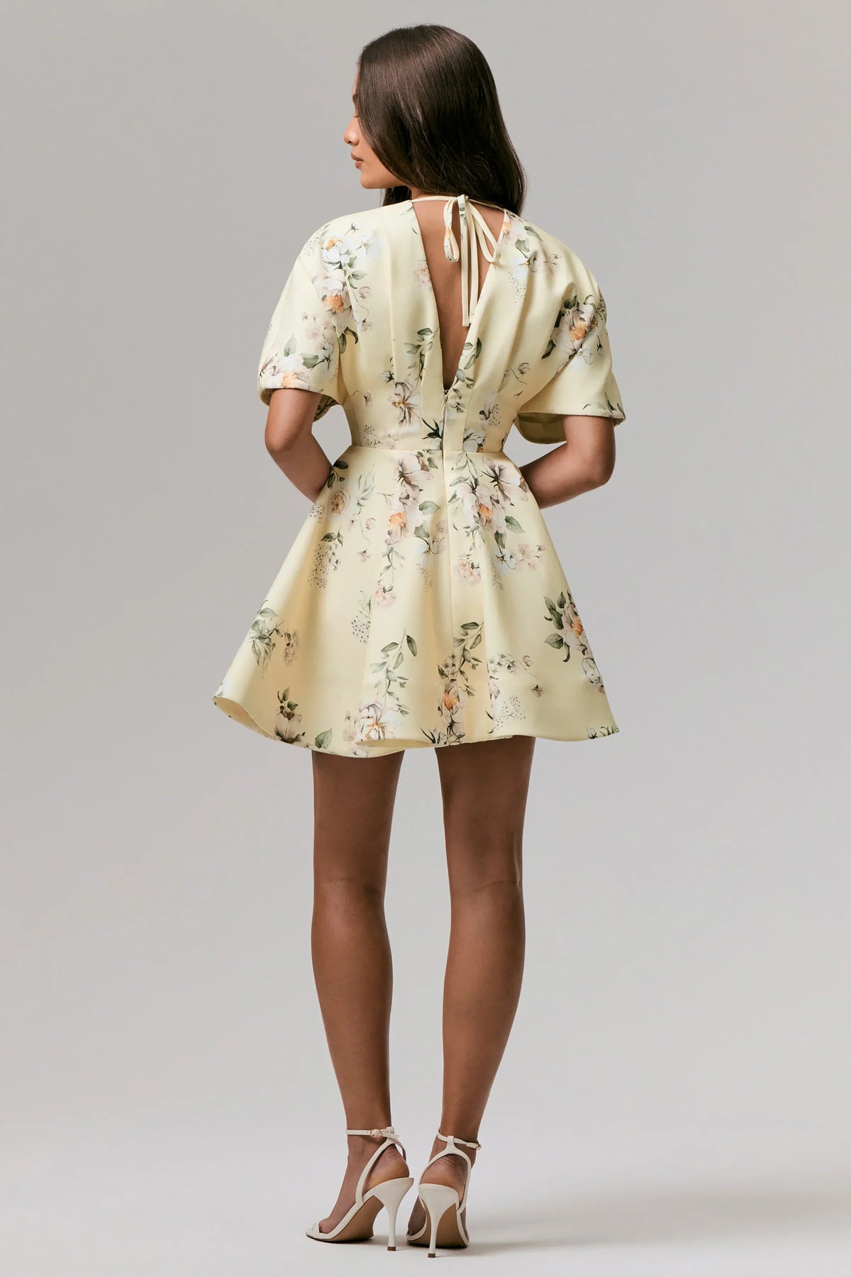 Delight | Lemon Print Plunge-Neck Ruffled Mini Dress