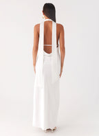 Alicia Satin Halter Maxi Dress - White