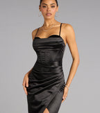 Stacie Satin Corset Wrap Formal Dress