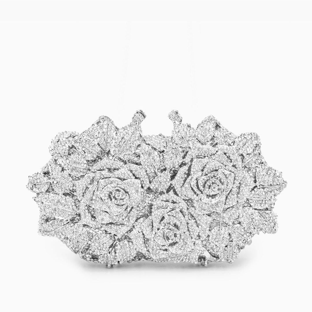 Vioraia Cecilia Rose Clutch Bag - Silver