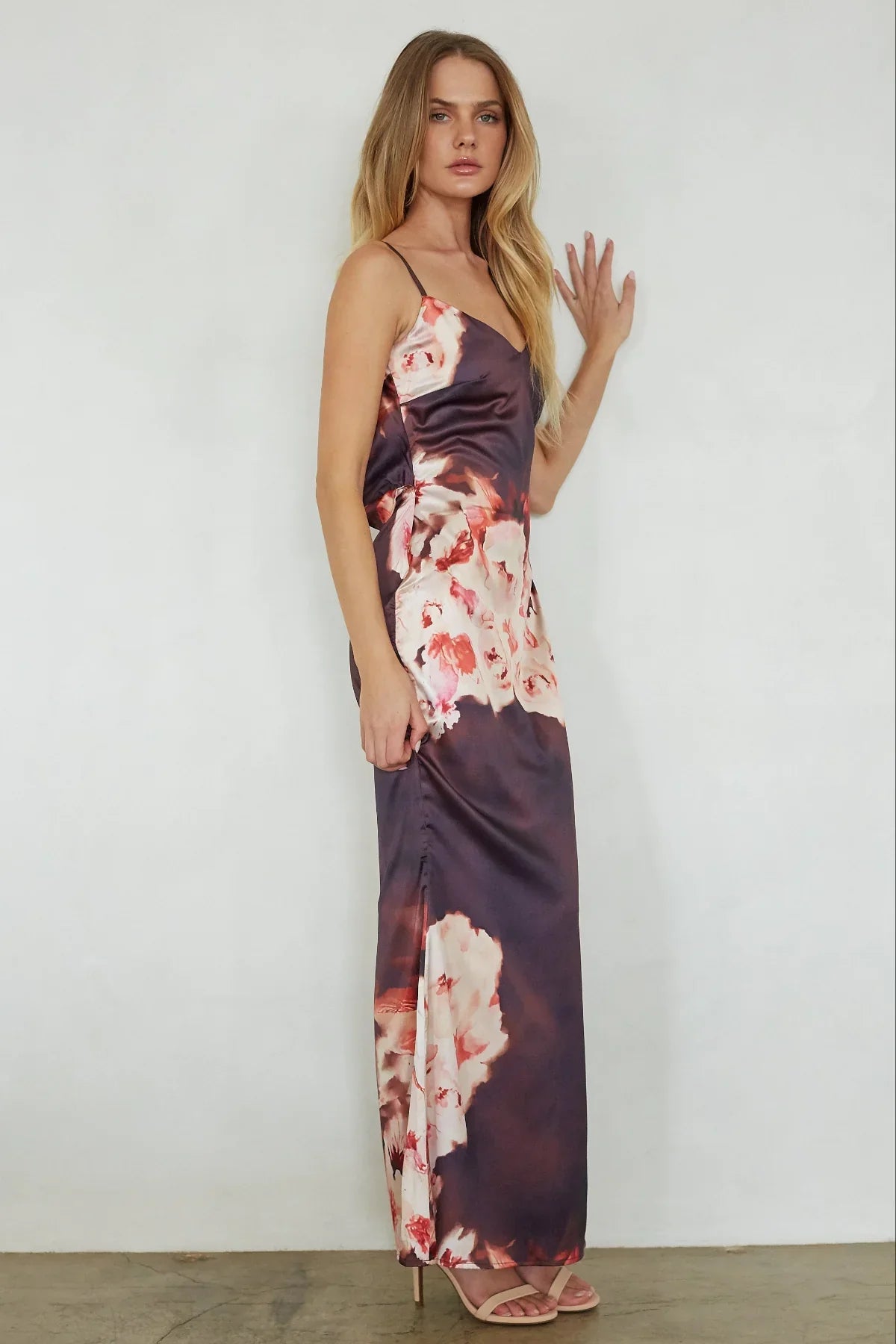 Jenny Satin Floral Maxi Dress