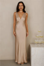The Isabeau Satin Maxi Dress Champagne