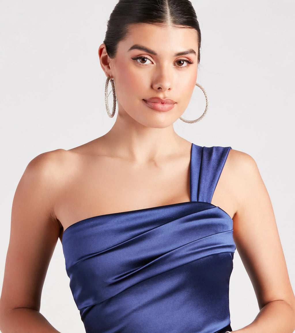 Kathie Formal Satin One-Shoulder Dress