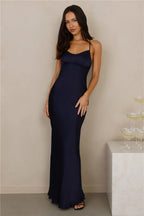 The Samara Satin Maxi Dress Navy