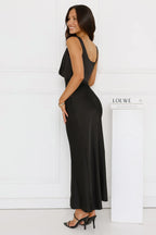 Silken Stars Satin Maxi Dress Black