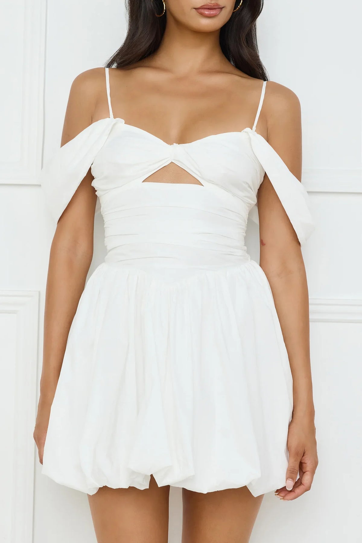 Poolside Perfect Off Shoulder Bubble Mini Dress White