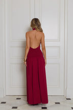 Rosé Petal Dreams Halter Maxi Dress Berry