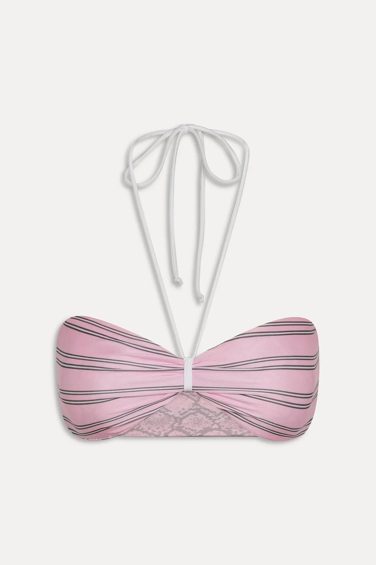 Rumi Reversible Satin Bikini Top - Pink Stripe