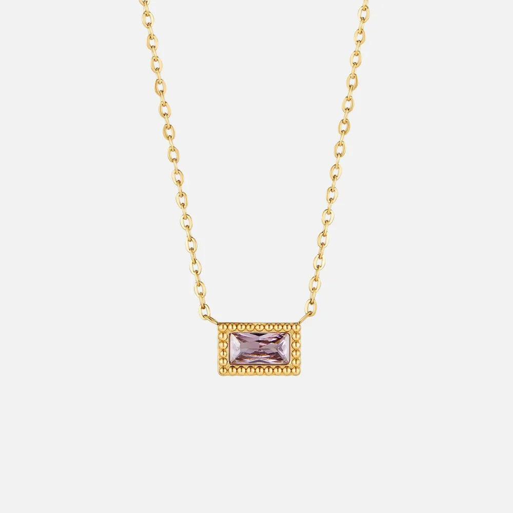 Vioraia Baguette Birthstone Necklace