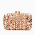 Vioraia (CS) Reina Rhinestones Crystals Clutch Bag - Rose Gold