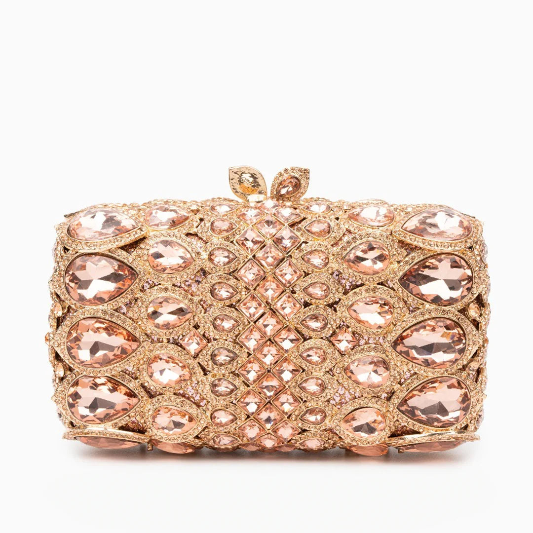 Vioraia (CS) Reina Rhinestones Crystals Clutch Bag - Rose Gold