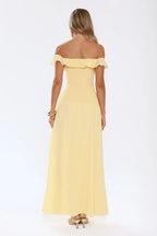 Radiant Poise Off Shoulder Maxi Dress Yellow