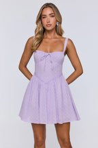Sunny Orchard Embroidered Mini Dress Lilac