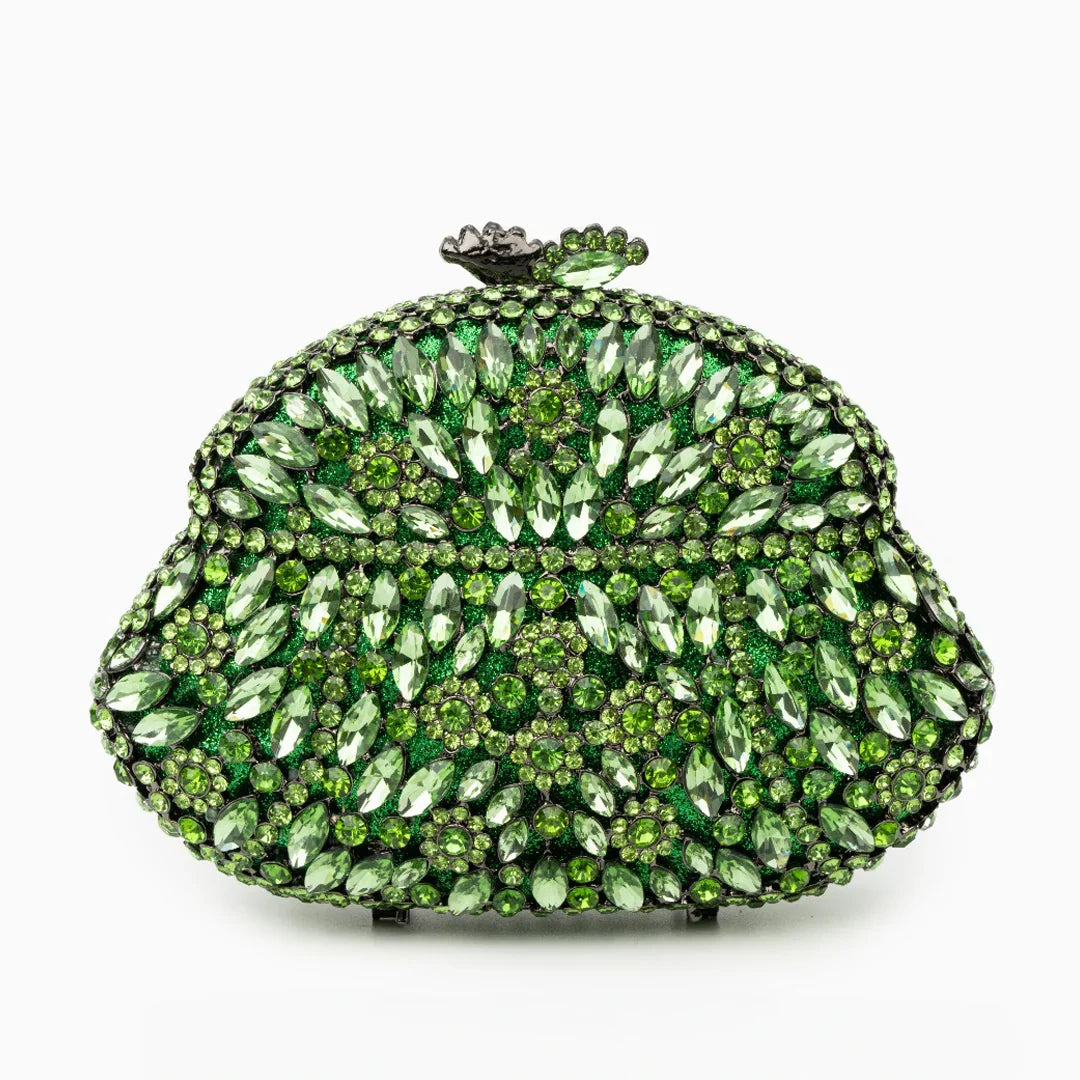 Vioraia Ophelia Crystals Clutch Bag - Green