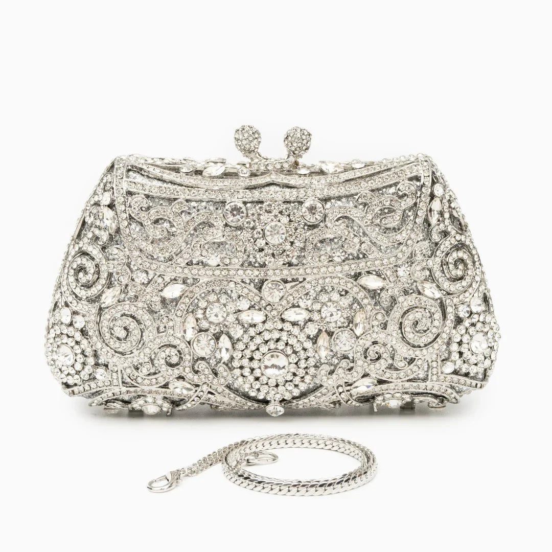 Vioraia Ayanne Crystal Covered Clutch Bag - Silver