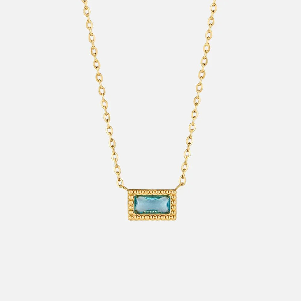 Vioraia Baguette Birthstone Necklace