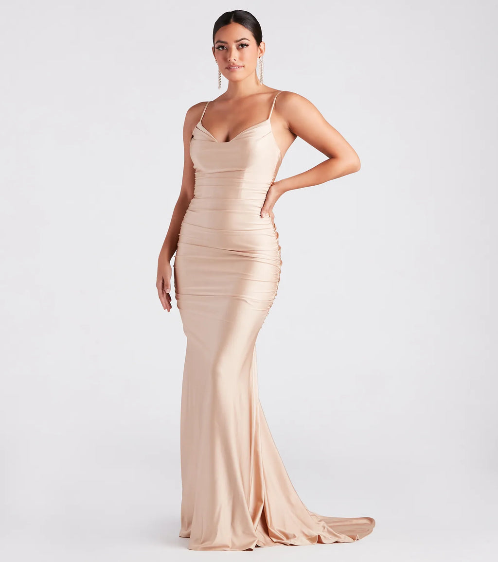 Jamie Formal Cowl Neck Mermaid Dress