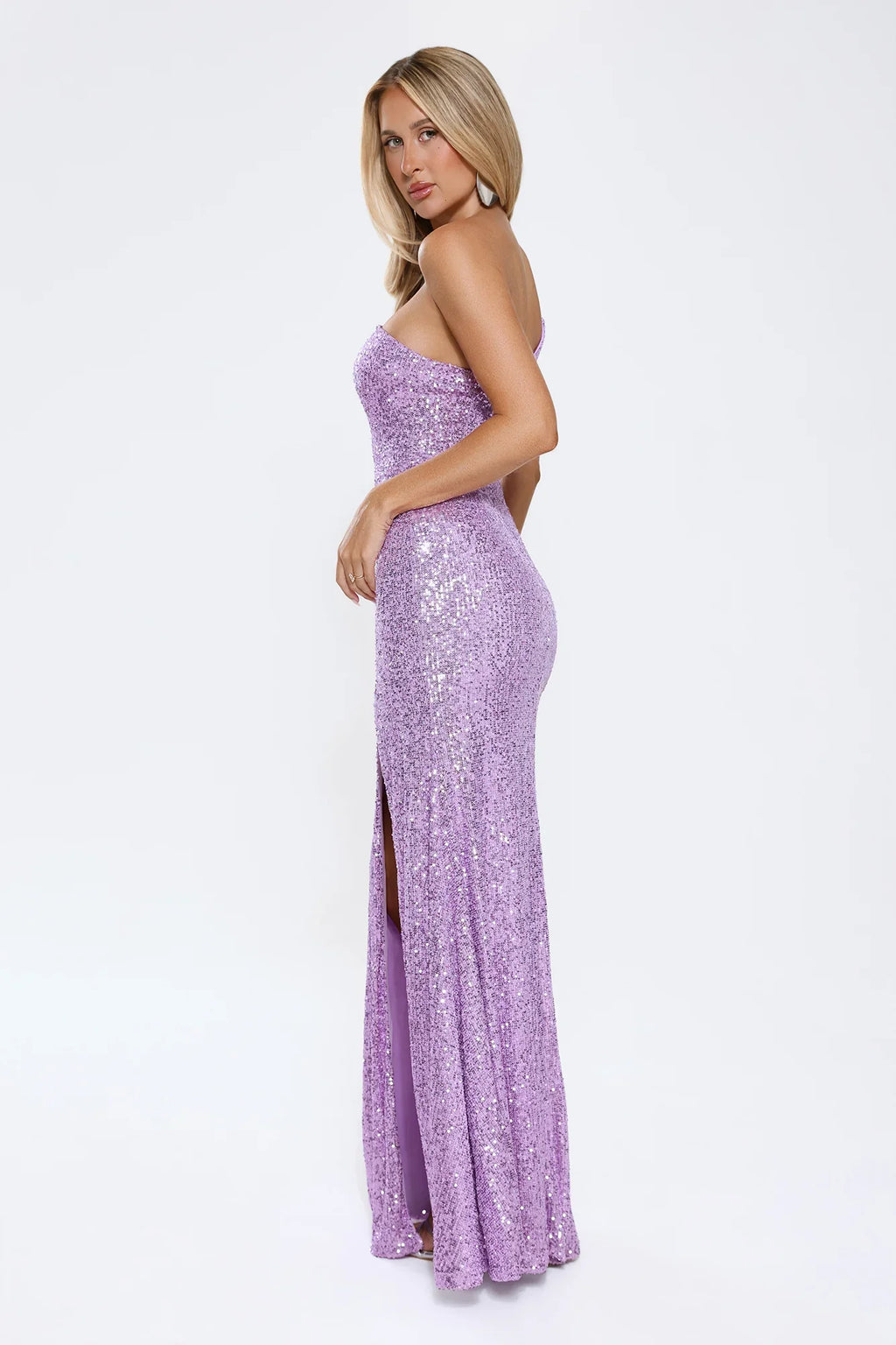 A New Glow Sequin Maxi Dress Lilac