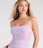 Rose Formal Mesh Corset Column Dress