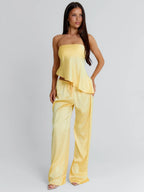 CLOVELLY SATIN PANTS YELLOW