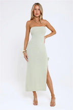 Tidal Glow Strapless Maxi Dress Green