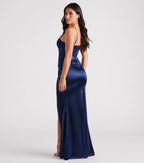 Stacie Satin Corset Wrap Formal Dress