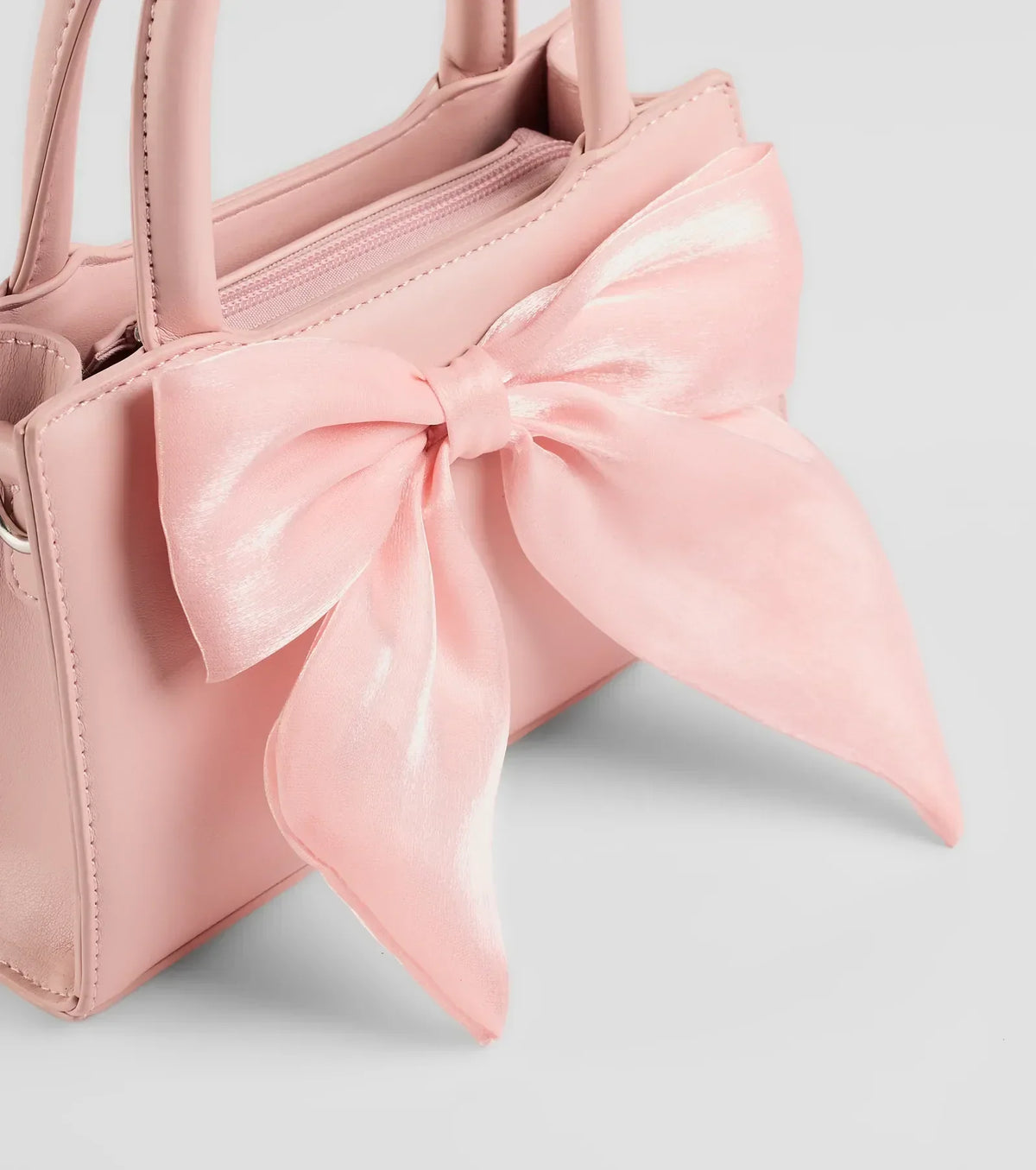 Tres Chic Tulle Bow Faux Leather Handbag