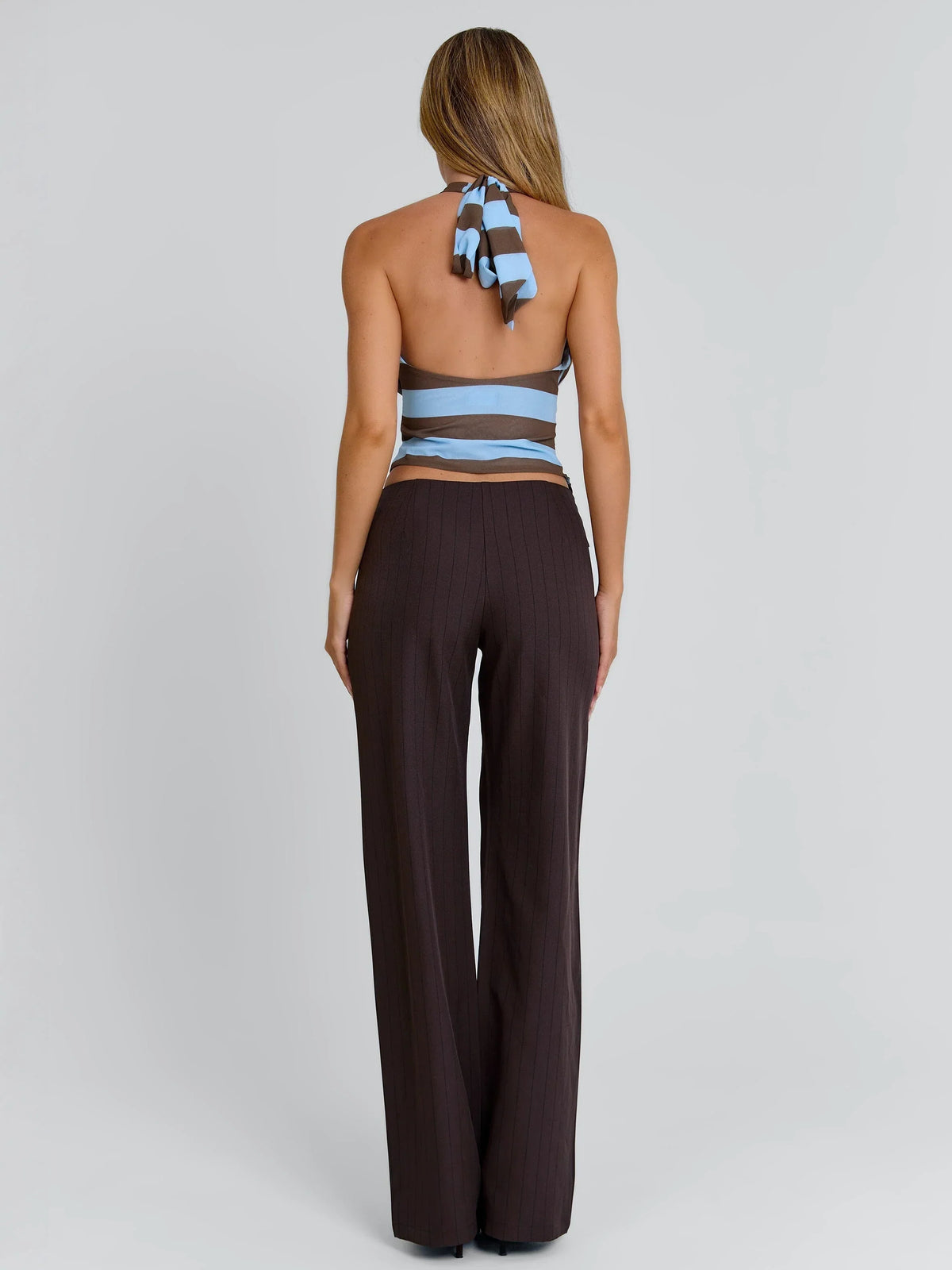 ELYSA PANT BROWN PINSTRIPE