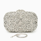 Vioraia Athena Flower Rhinestones Clutch Bag - Silver