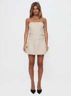 Abigaille Strapless Bubble Hem Mini Dress Check