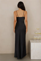 The Violetta Satin Maxi Dress Black