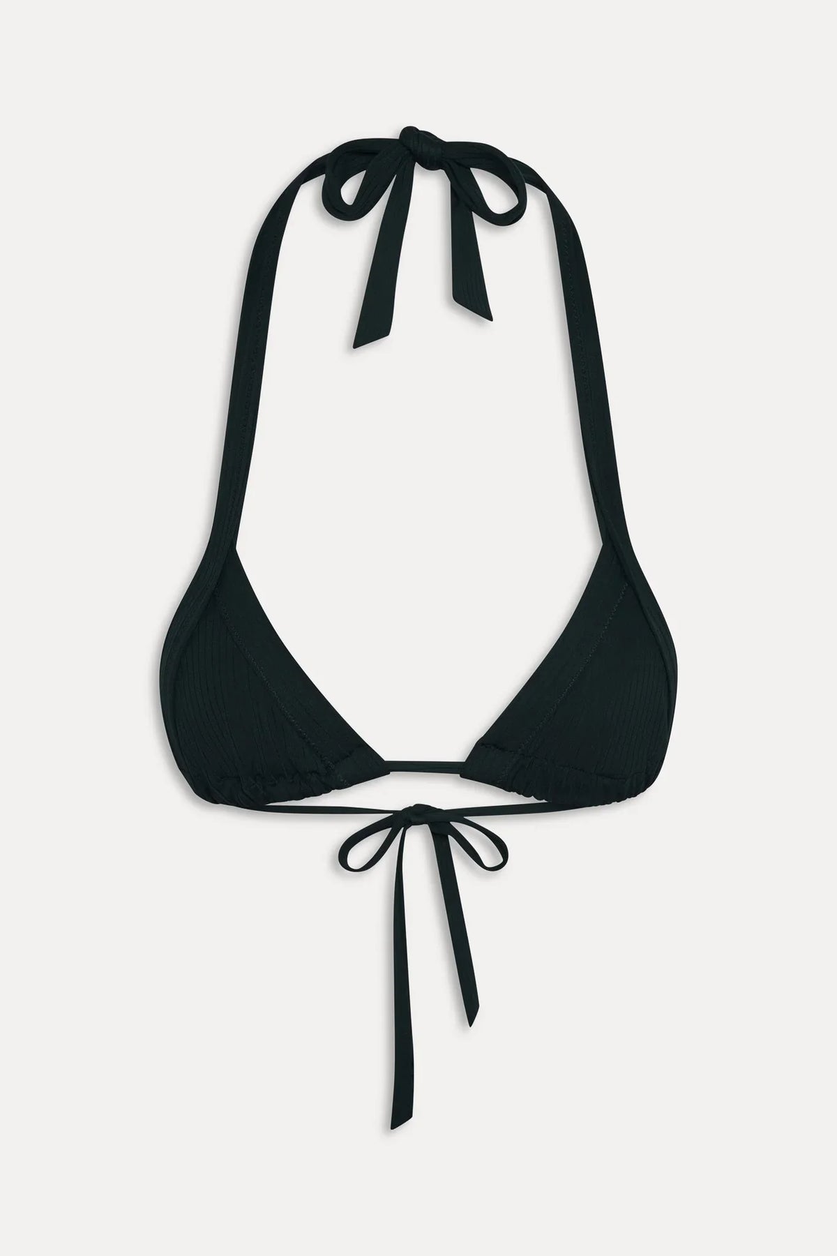 Taite Ribbed Triangle Bikini Top - Black