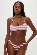 Lotus Mesh Striped Bikini Top - Strawberry Chocolate