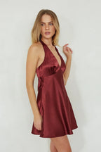Monet Halter Satin Mini Dress
