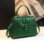Vioraia Genuine Leather Crocodile Crossbody Bag