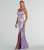 Aliyah Strapless Mermaid Satin Glitter Dress