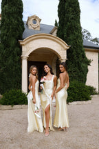 The Evelina Satin Maxi Dress Yellow