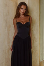 SCARLETT CORSET MAXI DRESS - BLACK