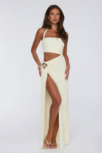 Secret Bloomers Halter Maxi Dress Yellow