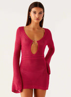Sunriser Crochet Mini Dress - Pink