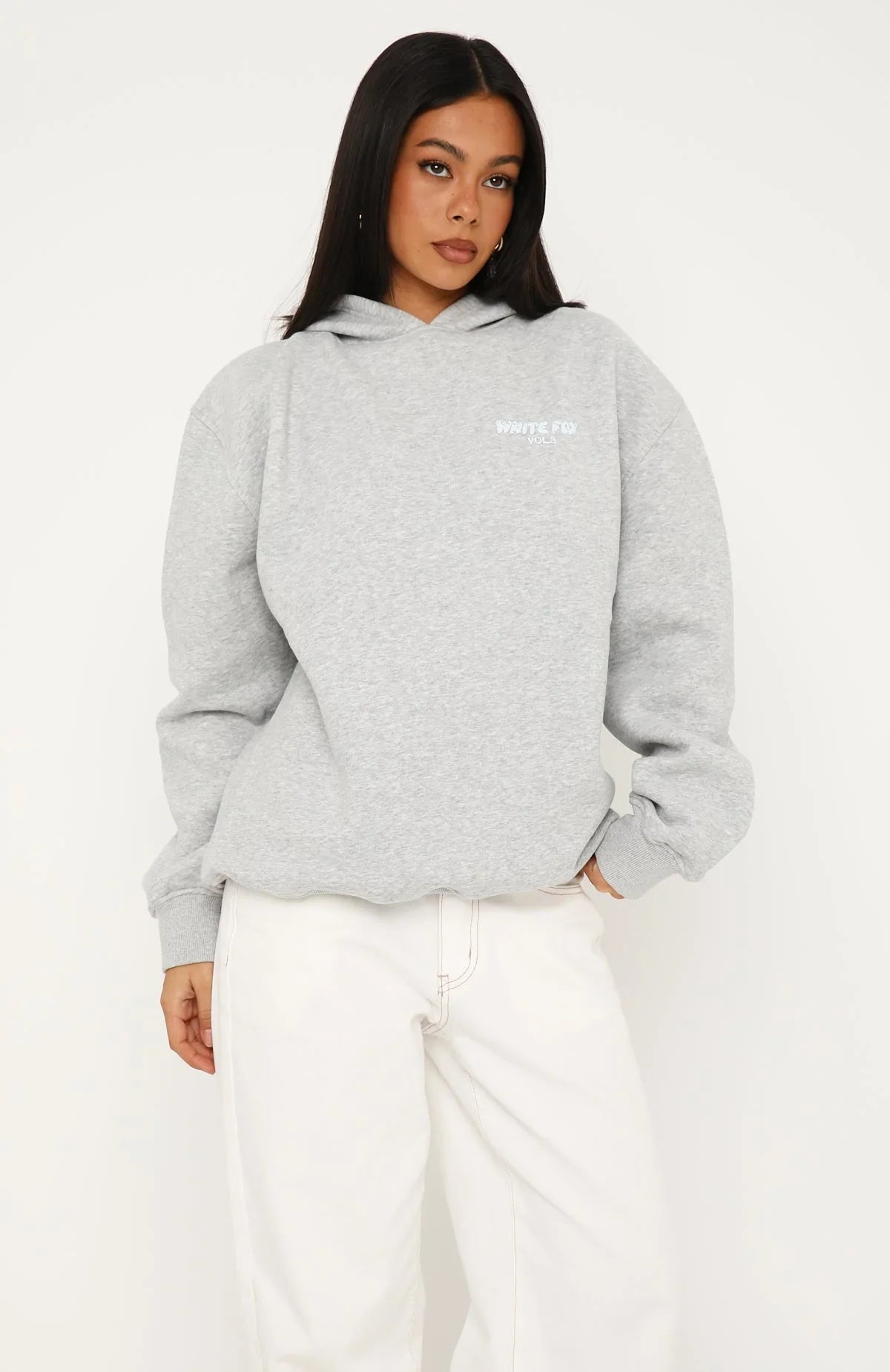 Offstage Printed Oversized Hoodie Dark Grey Marle